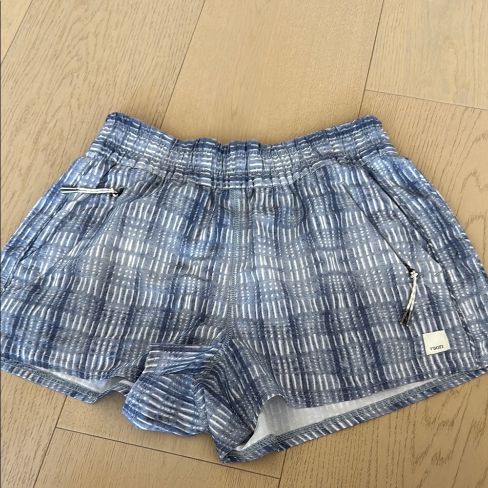 Vuori Blue and White Athletic Shorts